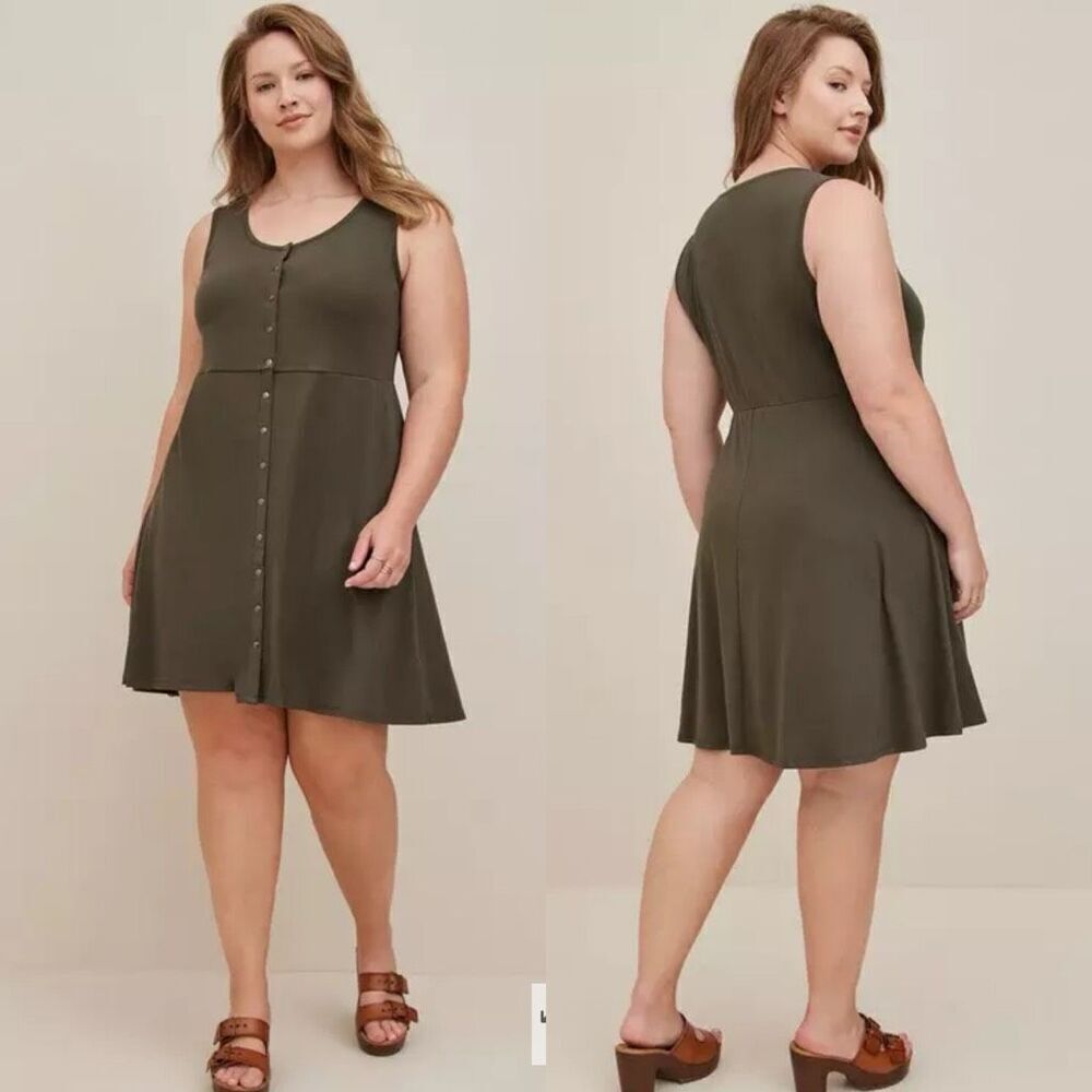 Torrid‎ Green Mini Jersey Snap-Front Dress 5X